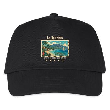 La Réunion Saint-Gilles Vintage Reisemarke - Kinder Basecap - Schwarz - Vorne