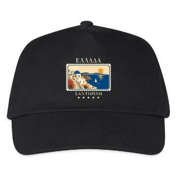 Griechenland Santorini Vintage Reisemarke - Kinder Basecap - Schwarz - Vorne