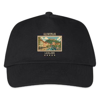 Slowenien Ljubljana Vintage Reisemarke - Kinder Basecap - Schwarz - Vorne
