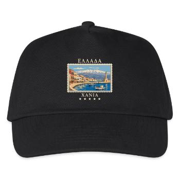 Griechenland Chania Vintage Reisemarke - Kinder Basecap - Schwarz - Vorne