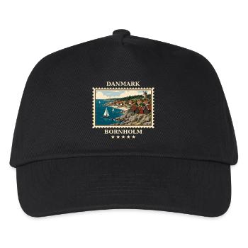 Dänemark Bornholm Vintage Reisemarke - Kinder Basecap - Schwarz - Vorne