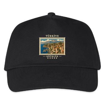 Türkiye Antalya Vintage Reisemarke - Kinder Basecap - Schwarz - Vorne