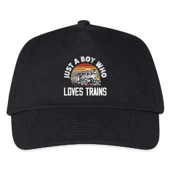 Only A Boy Who Loves Trains Retro Vintage - Kids’ Baseball Cap - black - Front