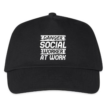Social Worker Quote Danger Social Worker At Work - Kinder Basecap - Schwarz - Vorne