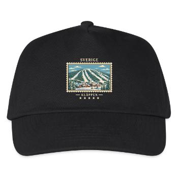 Schweden Kläppen Winter Vintage Reisemarke - Kinder Basecap - Schwarz - Vorne