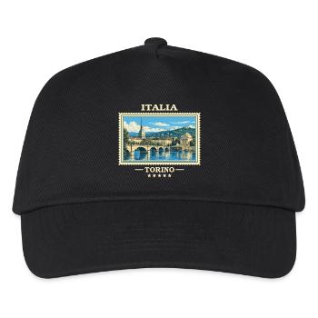 Italien Turin Vintage Reisemarke - Kinder Basecap - Schwarz - Vorne