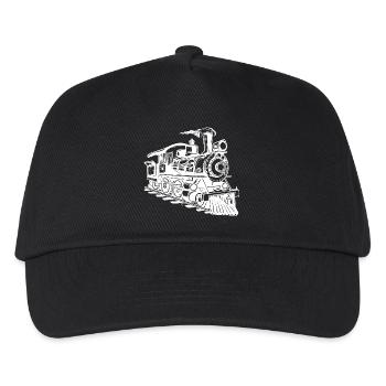Dampflokomotive Zeichnung - Kinder Basecap - Schwarz - Vorne