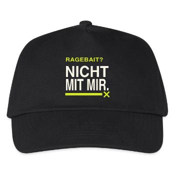 Ragebait? Nicht mit mir. Jugendwort 2026 Spruch - Kinder Basecap - Schwarz - Vorne