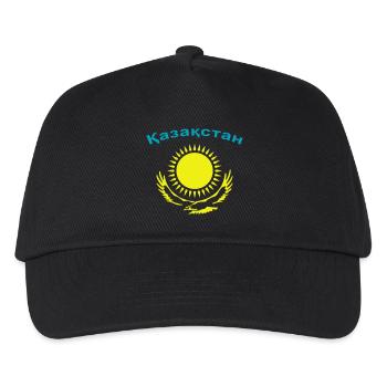 Kasachstan 2-farbig - Kinder Basecap - Schwarz - Vorne