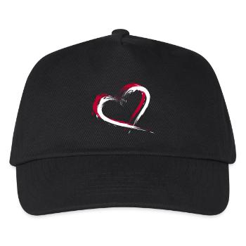 Heart brush flag Japan flag colors vector - Kids’ Baseball Cap - black - Front