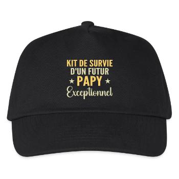 Personalisiertes Geschenk für den zukünftigen Opa Survival Kit - Kinder Basecap - Schwarz - Vorne