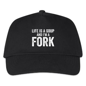 Das Leben Ist Eine Suppe Und Ich Bin Eine Gabel T-Shirts | Komisch - Kinder Basecap - Schwarz - Vorne