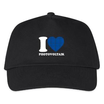 I Love Photovoltaik - Herz - Erneuerbare Energie - Kinder Basecap - Schwarz - Vorne
