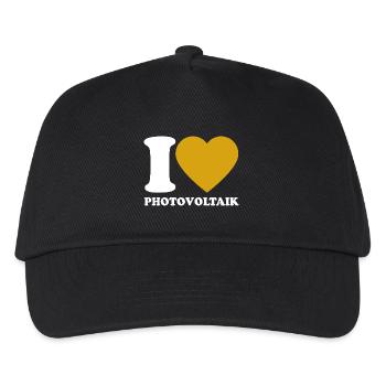 I Love Photovoltaik - Herz - Erneuerbare Energie - Kinder Basecap - Schwarz - Vorne
