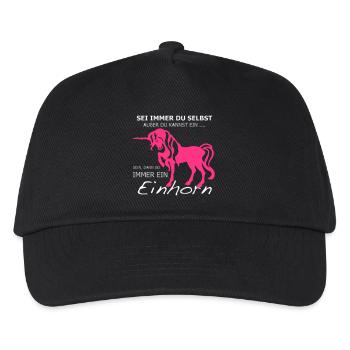 Einhorn - Kinder Basecap - Schwarz - Vorne