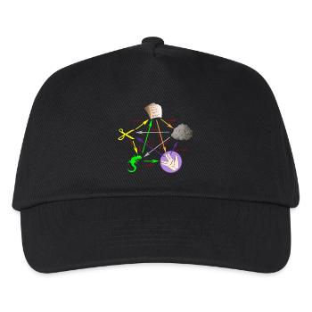 Schere Stein Papier Echse Spock - Kinder Basecap - Schwarz - Vorne