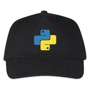 Python Pixelart - Kinder Basecap - Schwarz - Vorne