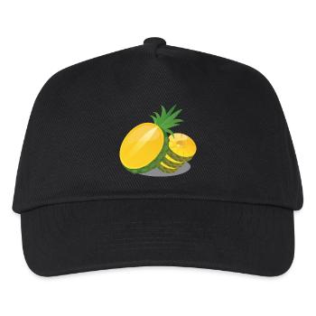 Ananas in Scheiben - Kinder Basecap - Schwarz - Vorne