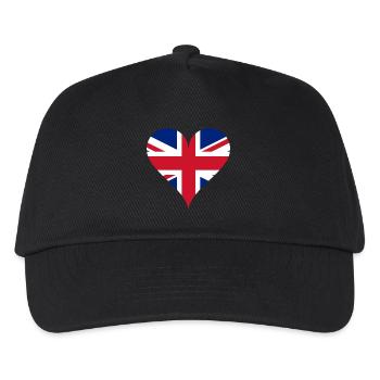 Heart English Flag UK Union Jack Fan Gift - Kids’ Baseball Cap - black - Front