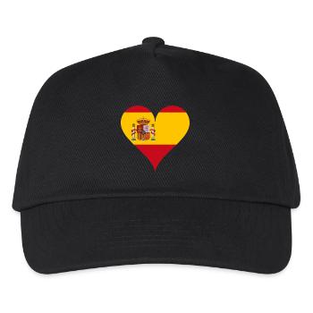 Herz Spanische Flagge Spanien Fan - Kinder Basecap - Schwarz - Vorne