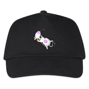 Entspannte Comic Kuh - Kinder Basecap - Schwarz - Vorne