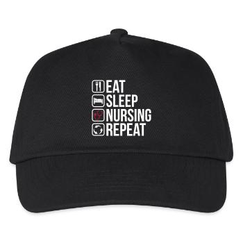 Eat Sleep Nursing Repeat - Kids’ Baseball Cap - black - Front