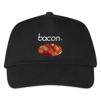 Bacon Foodie Foodlover Essen Geschenk Geschenkidee - Kinder Basecap - Schwarz - Vorne