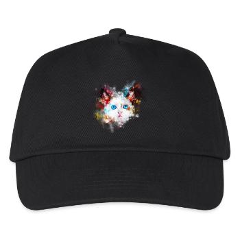 gxp cute cat blue eyes water color blobs - Kids’ Baseball Cap - black - Front