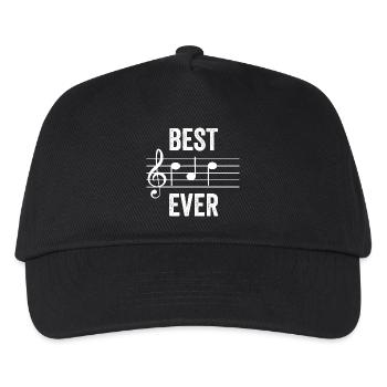 BEST DAD NOTEN WEISS Geschenk Musiker Vater Papa - Kinder Basecap - Schwarz - Vorne