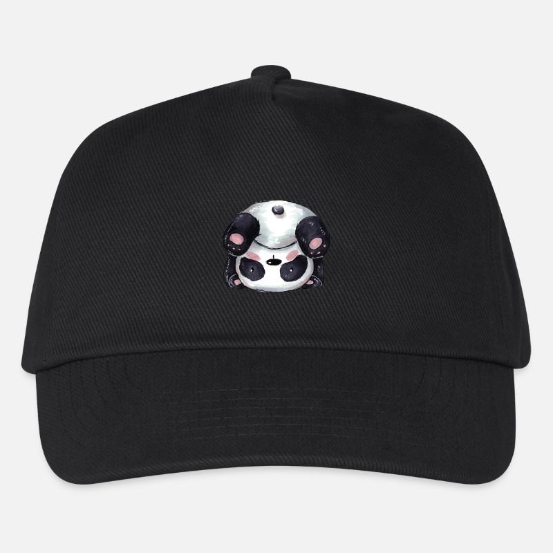 Sportlicher Comic Panda - Kinder Basecap - Schwarz
