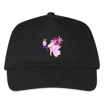 Vogel mit Blüten - Kinder Basecap - Schwarz - Vorne