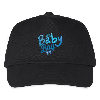 schwanger Baby Kind geboren Geburt Geschenkidee - Kinder Basecap - Schwarz - Vorne