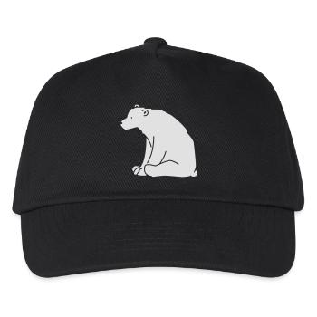 Süßer Eisbär Cartoon – Arktis Tiermotiv - Kinder Basecap - Schwarz - Vorne