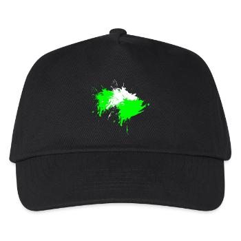 Klecks Fleck Flecke Weiß Hellgrün Vektor Design - Kinder Basecap - Schwarz - Vorne