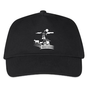 Farmer Farm Bauernhof Bauer Symbol Grafik Icon - Kinder Basecap - Schwarz - Vorne