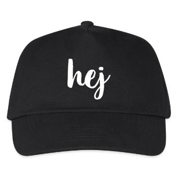 hej I Hallo Begrüßung I Geschenk - Kinder Basecap - Schwarz - Vorne