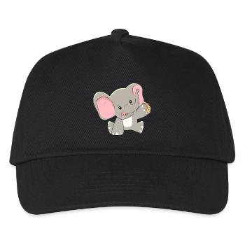 Elefant Elefanten Baby Kinder Zoo Zootiere Kekse - Kinder Basecap - Schwarz - Vorne