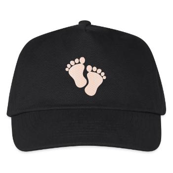 niedliche Baby Fußabdrücke - Kinder Basecap - Schwarz - Vorne