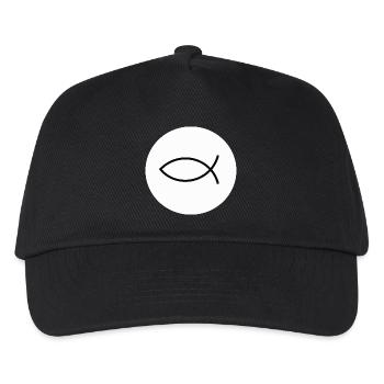 Jesus fish black white ichthys fish fish fish - Kids’ Baseball Cap - black - Front