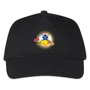 Windmühle mit Tulpen ,Clogs und holländischen Käse - Kinder Basecap - Schwarz - Vorne
