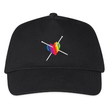 Knitted with love - knitting needle with knitting heart - Kids’ Baseball Cap - black - Front