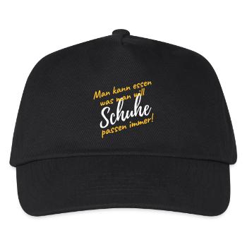 Schuhe kaufen passen immer lustiger Spruch Diät - Kinder Basecap - Schwarz - Vorne