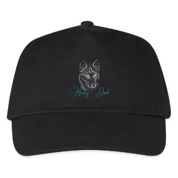 Husky Dad Silhouette Neon Script - Kinder Basecap - Schwarz - Vorne