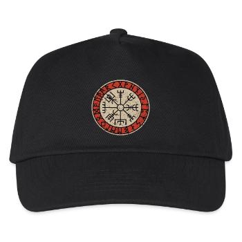 Wikinger Vegvisir Kompass Nordische Mythologie - Kinder Basecap - Schwarz - Vorne