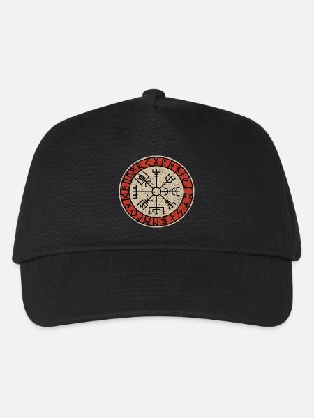 Wikinger Vegvisir Kompass Nordische Mythologie - Kinder Basecap - Schwarz