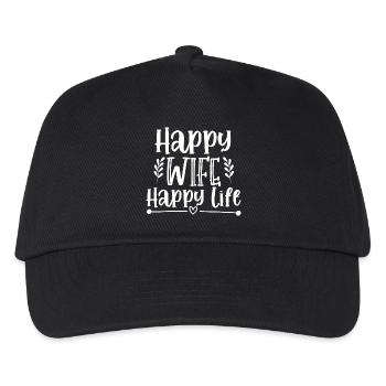 Happy Wife - Happy Life - Kinder Basecap - Schwarz - Vorne