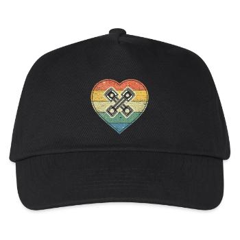 Vintage heart with crossed engine pistons - Kids’ Baseball Cap - black - Front