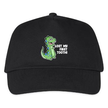 Dino Zahnlücke Kleinkind Milchzahn - Kinder Basecap - Schwarz - Vorne