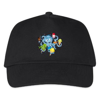 cool octopus with lots of ice cream under water - Kids’ Baseball Cap - black - Front