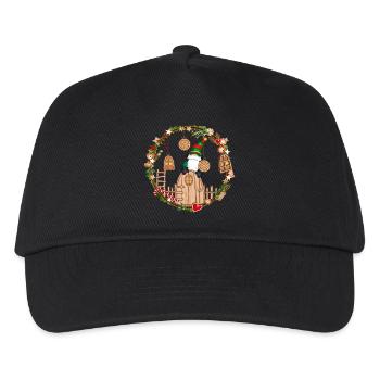 Gnome door in frame with elves for Christmas - Kids’ Baseball Cap - black - Front